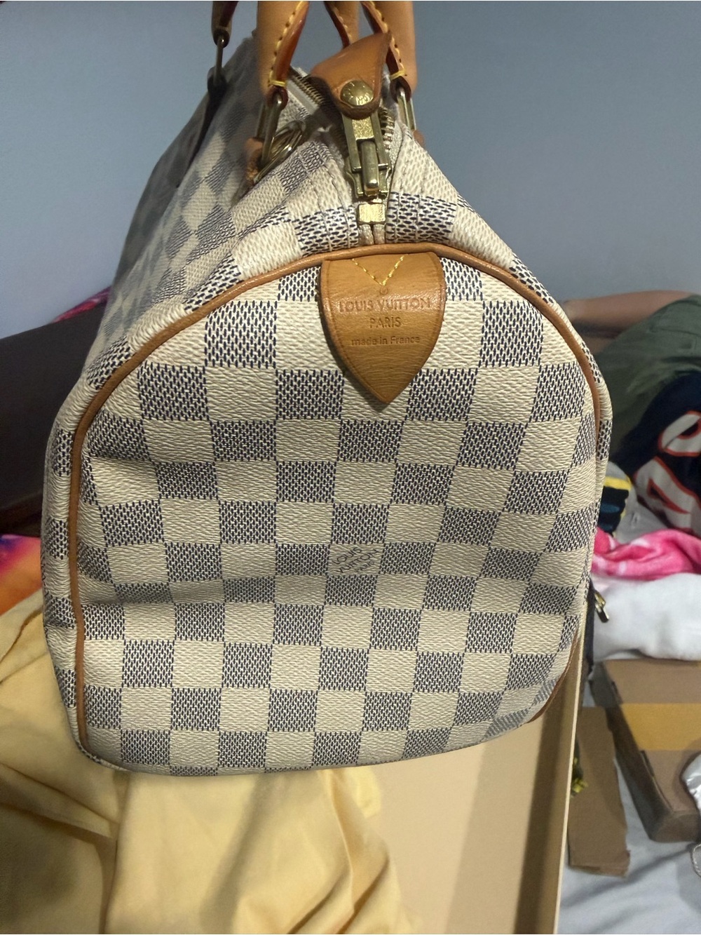 LOUIS VUITTON DAMIER AZUR SPEEDY 30 - AUTHENTIC W/COA BOX AND DUSTY. Giftable - Picture 6 of 15